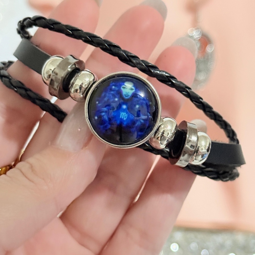 Black and Silver Virgo Zodiac Bracelet.
